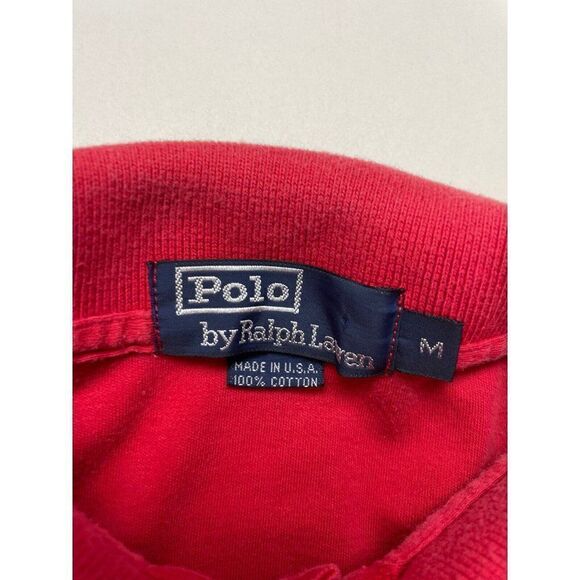 VINTAGE Polo Ralph Lauren Polo Shirt Men Medium Red Crest Golf Logo USA 90s - Picture 5 of 6